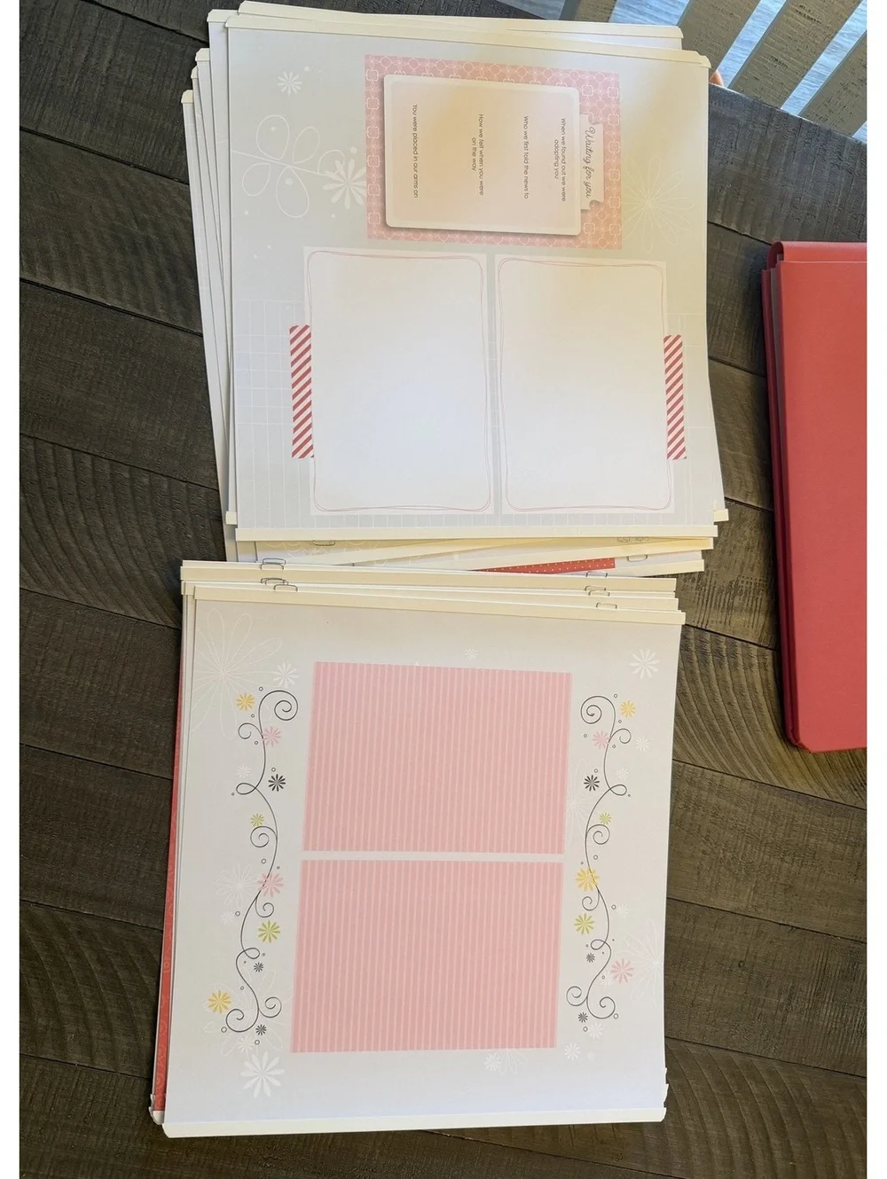 Creative Memories 12x12 scrapbook album with girly/baby girl page inserts
